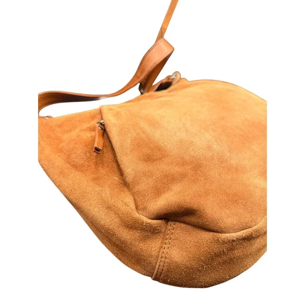Genicci Brown Suede Leather Hobo Shoulder Bag Tassel Slouchy